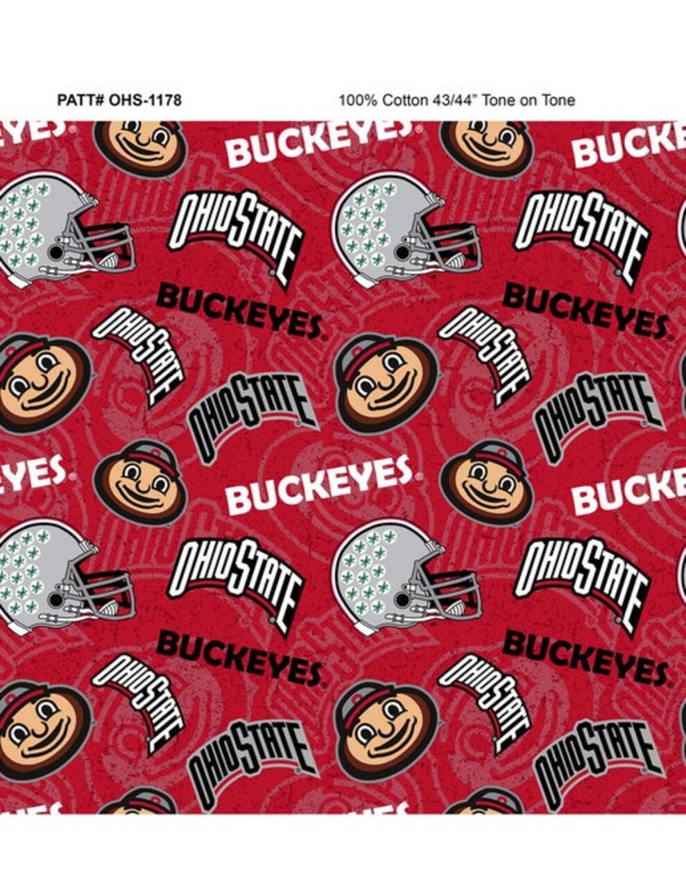 Licensed NCAA Ohio State Tone on Tone OHS-1178 Cotton Fabric by the Yard